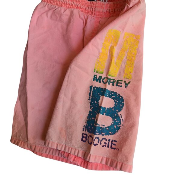 Boys 7 Shorts Vintage Morey Boogie Board Swim Pink Side Logo 1980's Surfer USA - Picture 2 of 7